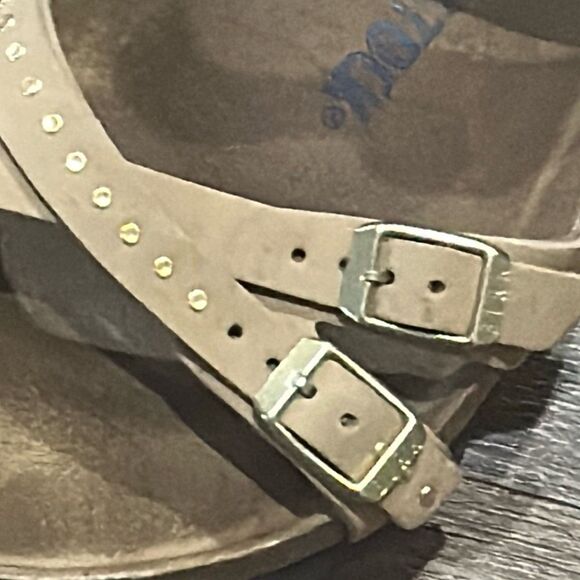 Birkenstock 40 9 tan studded sandals Franca soft footbed - Picture 2 of 12